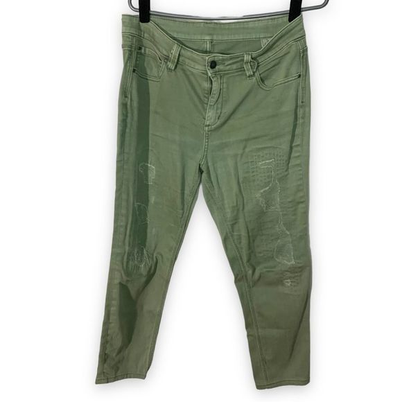 BCBGMaxazria Women's Sz 29 Green Distressed Skinny 'Billie' Jeans Cotton - Picture 2 of 9